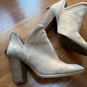 Beige suede booties